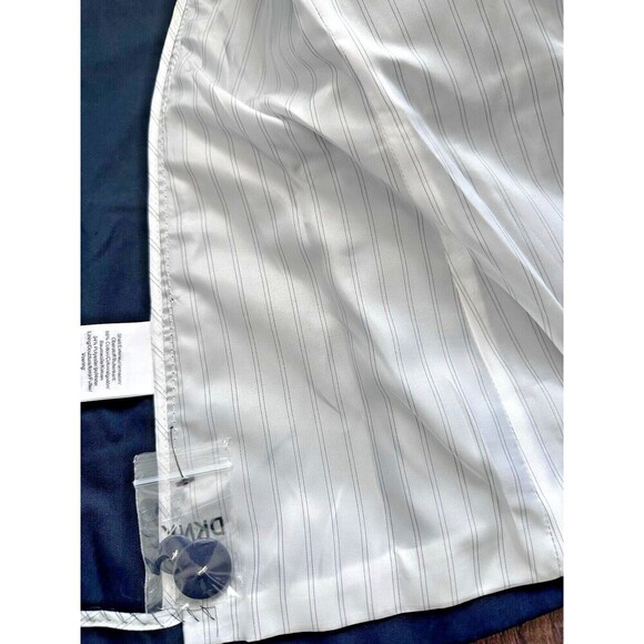 DKNY Women's Petite One-Button Blazer Cotton Zip-Pockets Formal Jacket Navy 4P - Picture 12 of 13